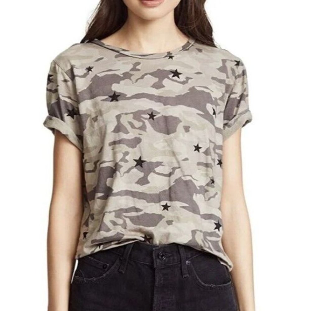 Monrow Camo Stardust Print Tee Green Tea